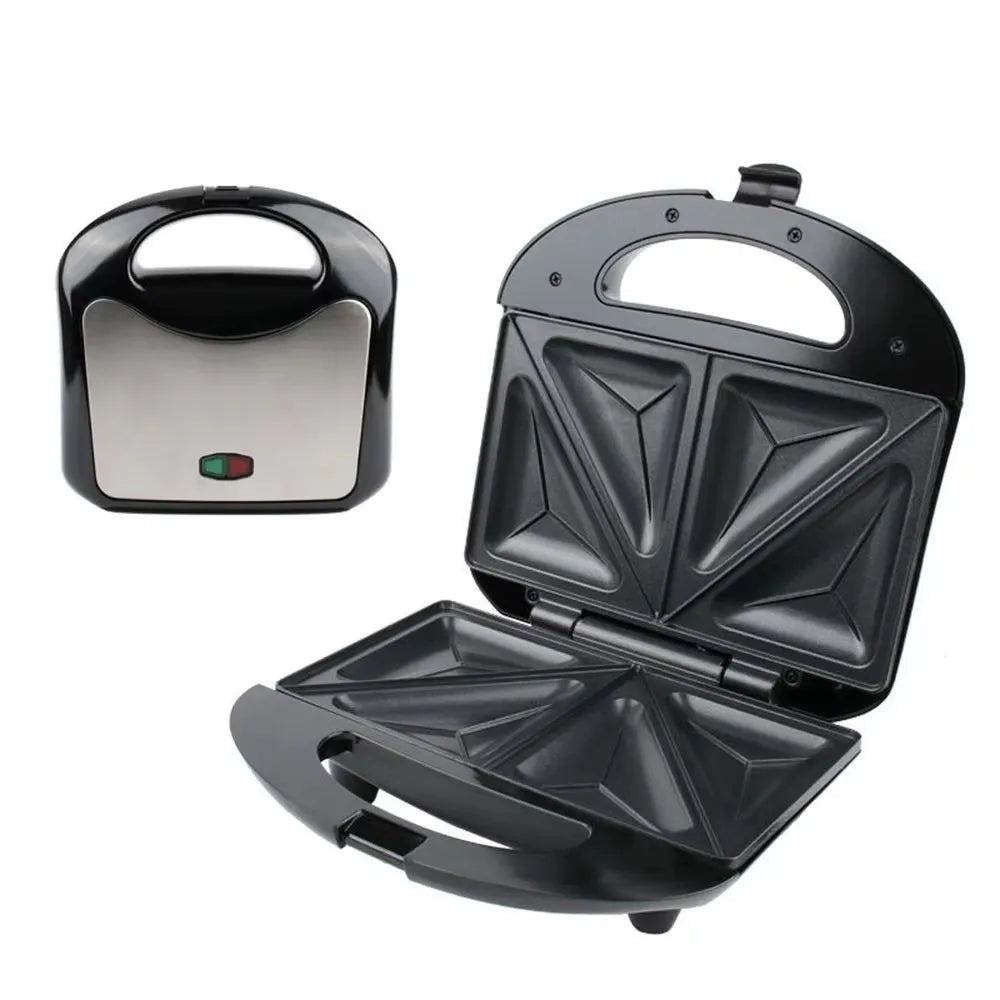 DMWD Household Mini Triangle Sandwich Maker Panini Grill Bread Toaster Breakfast Machine Frying Egg cooker Stainless Steel EU US