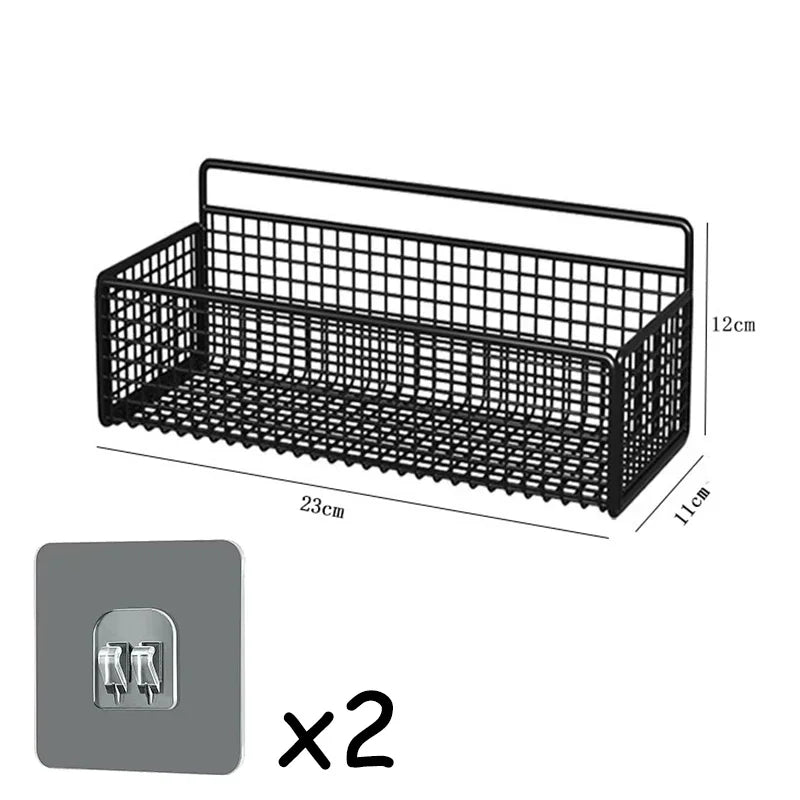 Bathroom Organiser Multifunctional Toiletries Organiser No-Punch Bathroom Shelf Bathroom Kitchen Wall Mount Storage Rack
