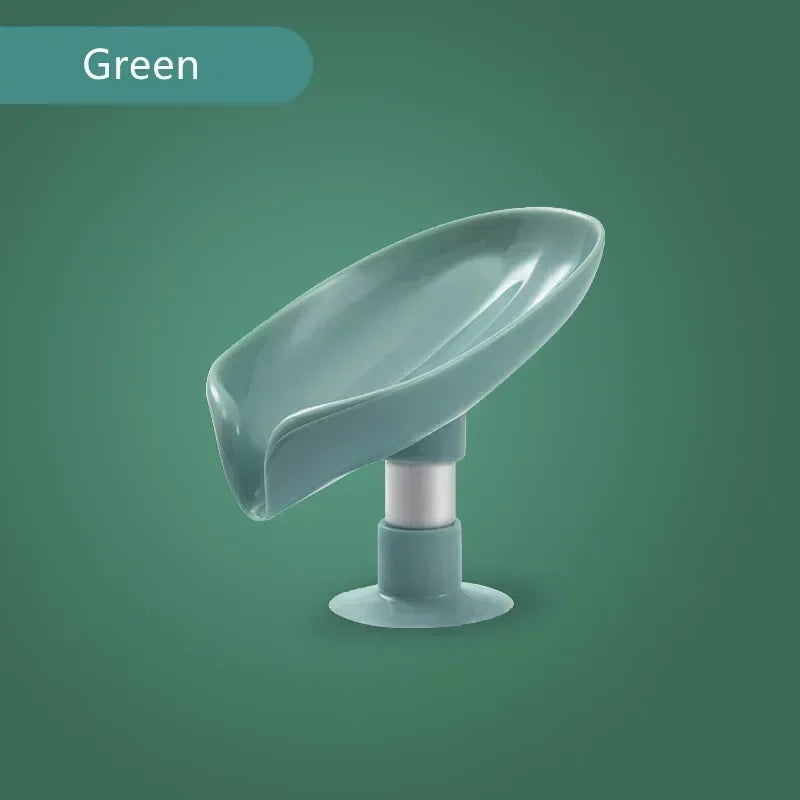 Bathroom Creative Leaf-shaped Soap Box Drain Soap Rack Box Shower Fixed Soap Rack Sponge Storage Tray Soap Dish Home Gadgets
