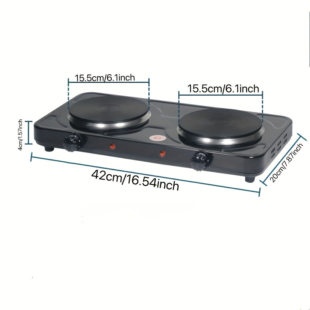 1pc Silent Electric Hot Plate with Dual Burners - Fast Heating, Precise Temperature Control, Compact Design for Home Kitchen, Lab, Office - US Plug (110V) - Ideal Gift for Cooks & Professionals, Electric Stove for Cooking, La