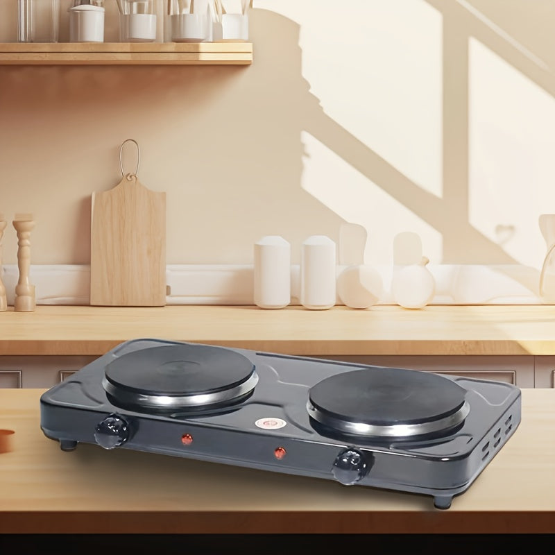 1pc Silent Electric Hot Plate with Dual Burners - Fast Heating, Precise Temperature Control, Compact Design for Home Kitchen, Lab, Office - US Plug (110V) - Ideal Gift for Cooks & Professionals, Electric Stove for Cooking, La