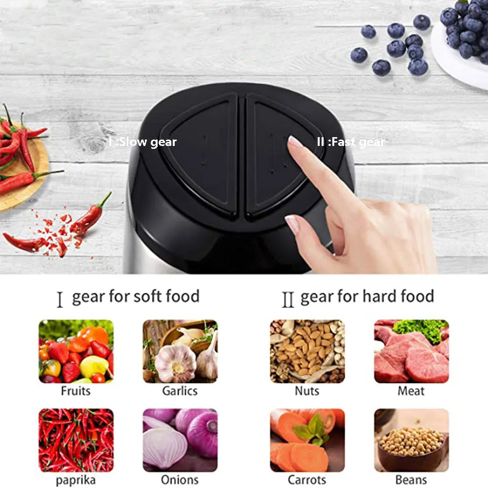2Speeds 304Stainless Steel Electric Chopper Meat Grinder Mincer Food Processor Slicer Vegetable food chopper meat slicer machine