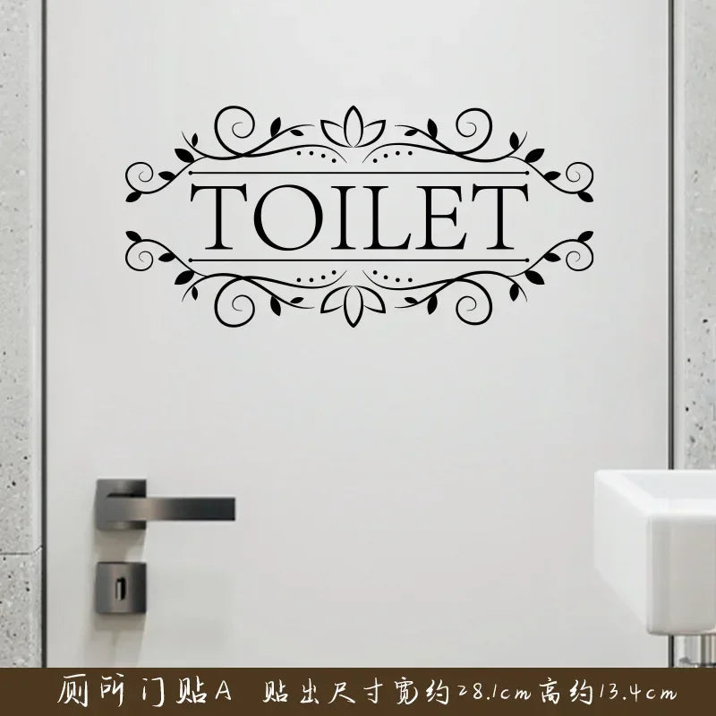 Bathroom Toilet Identification Stickers Letter Sign Vinyl Door Wall Stickers Self-adhesive Decorative Vinyl Labels  Art Decals