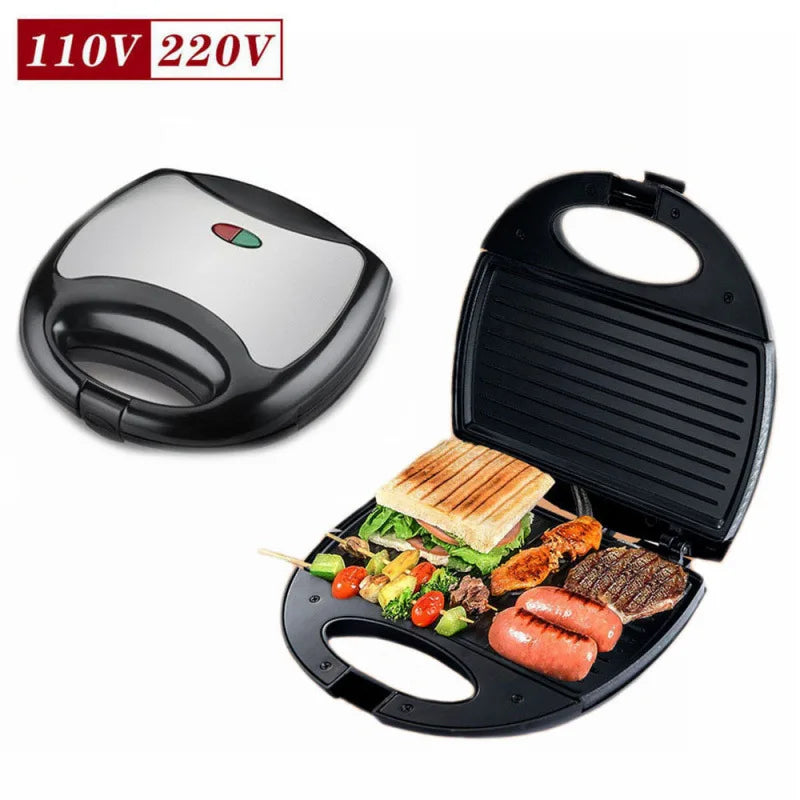 DMWD Household Mini Triangle Sandwich Maker Panini Grill Bread Toaster Breakfast Machine Frying Egg cooker Stainless Steel EU US