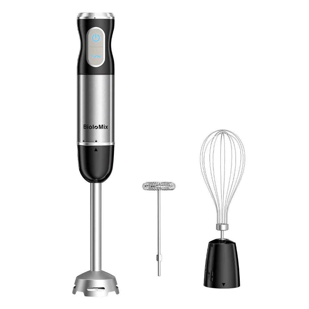 BioloMix 3-in-1 Immersion Hand Blender 1000W with 304 Stainless Steel Blade for Smoothies Puree Baby Food Food Processor