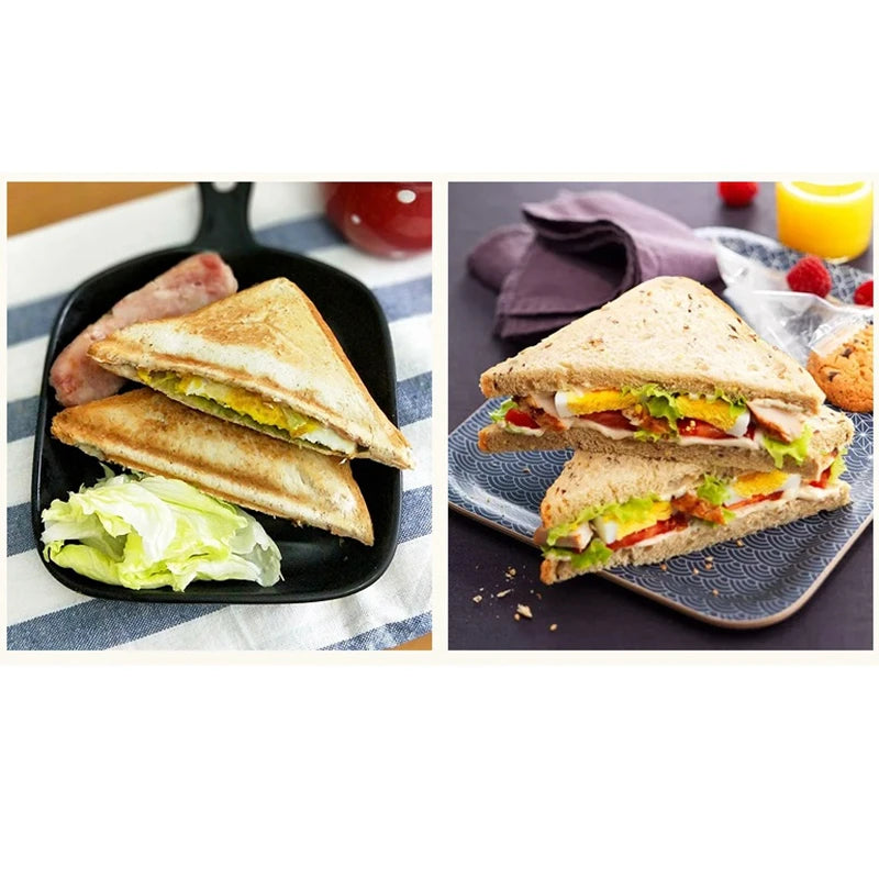 DMWD Household Mini Triangle Sandwich Maker Panini Grill Bread Toaster Breakfast Machine Frying Egg cooker Stainless Steel EU US