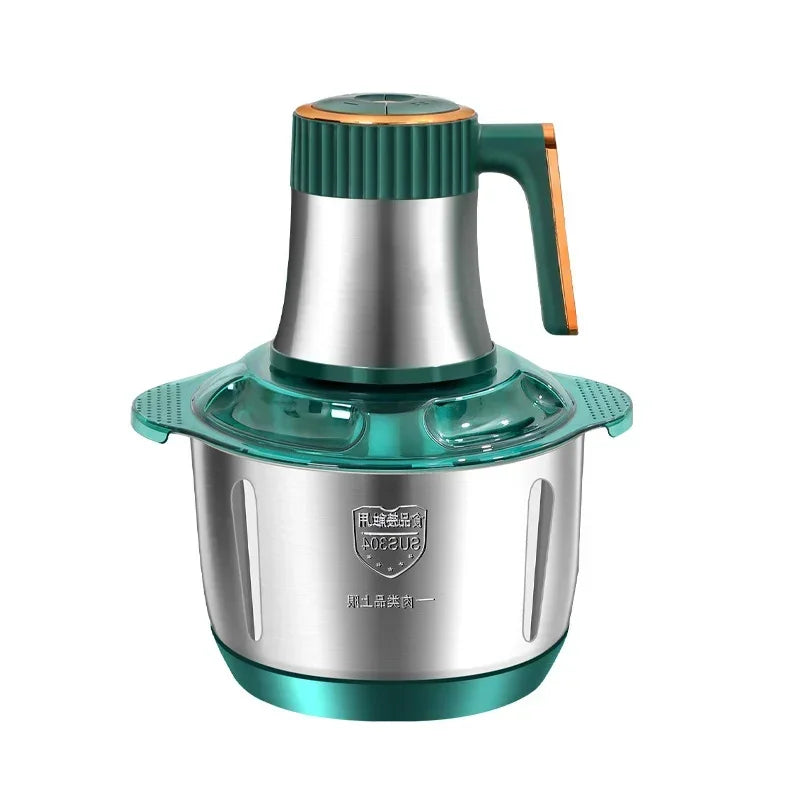 5L Stainless Steel Electric Meat Grinder - Multifunctional Food Processor with Vegetable Slicer, Chopper, and Kitchen Blender