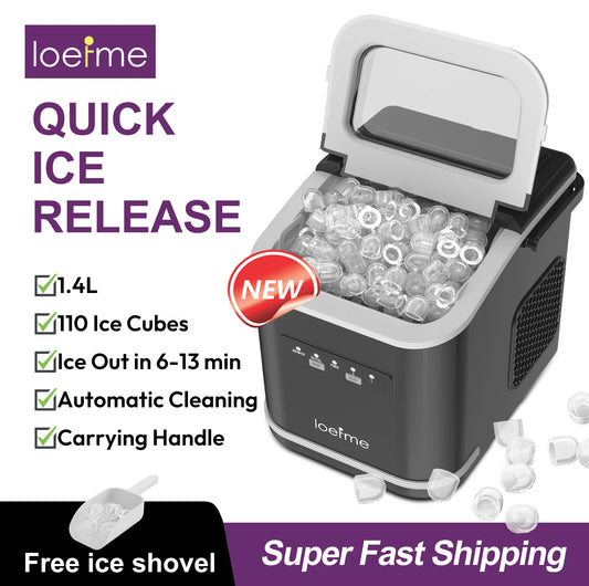 Loefme Electric Ice Maker Professional Ice Cube Maker Portable Automatic Cleaning Bullet Round Ice Block Making Machine Home Bar