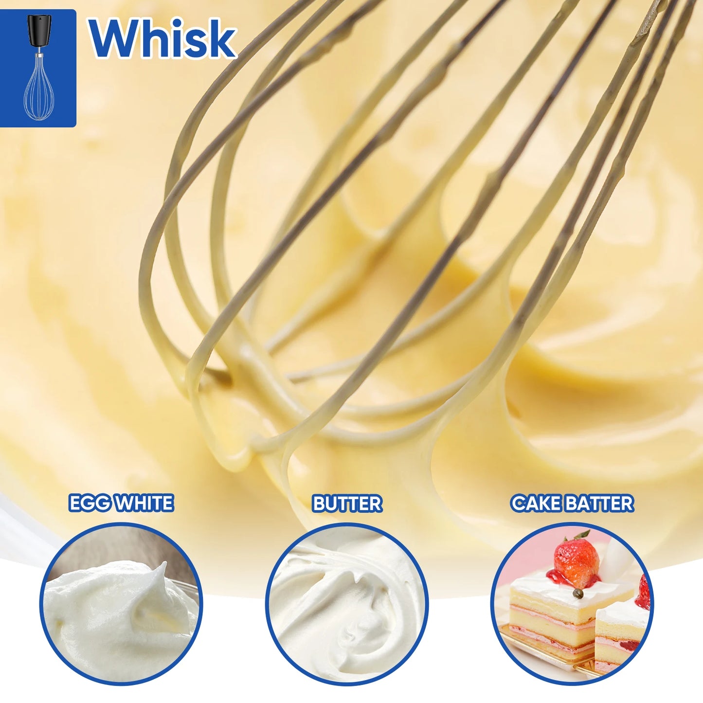 BioloMix 3-in-1 Immersion Hand Blender 1000W with 304 Stainless Steel Blade for Smoothies Puree Baby Food Food Processor