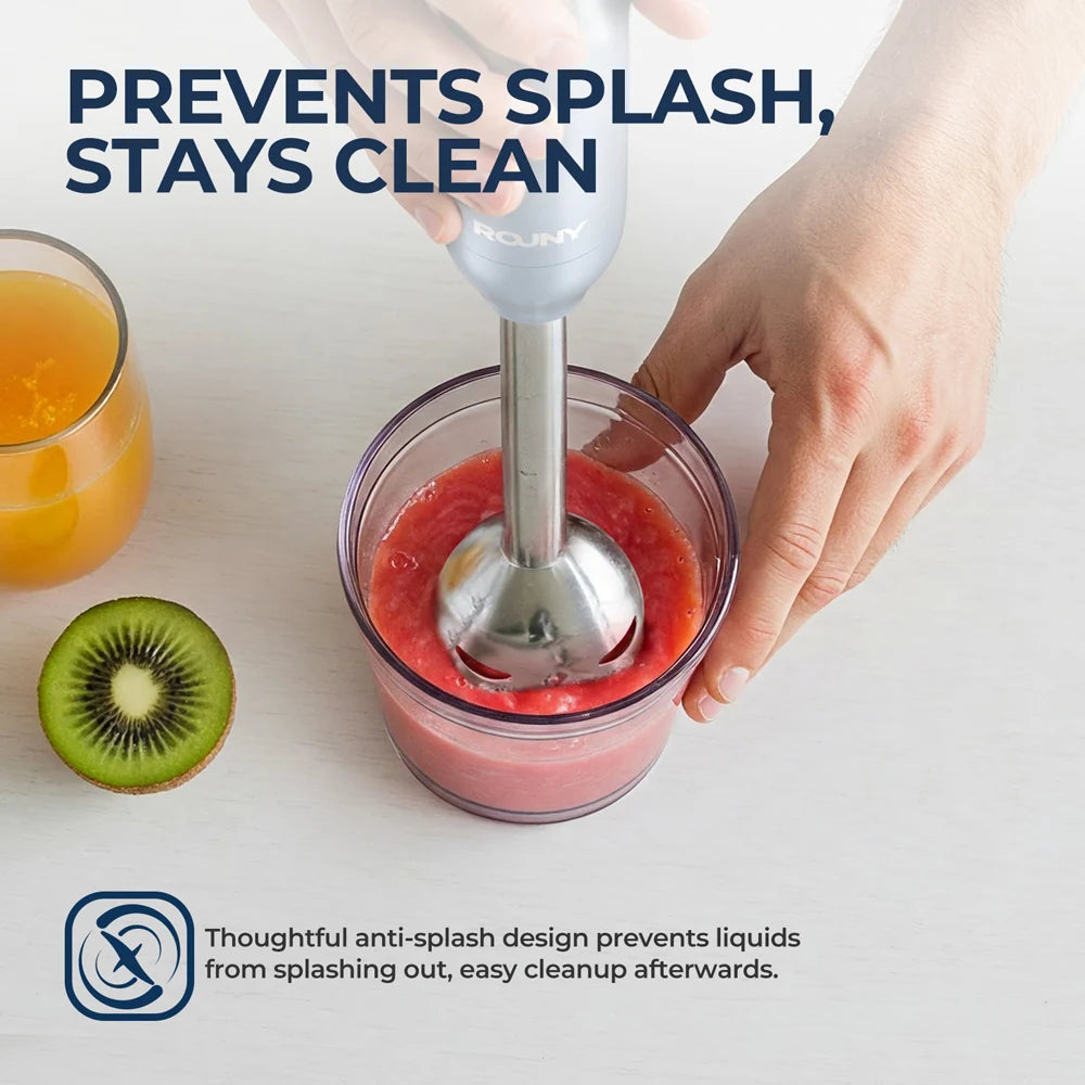 Hand Held Stick Blender, Immersion Hand Blender with Stainless Steel Blades for Kitchen Food Mixing, Light Blue, Classic Basic