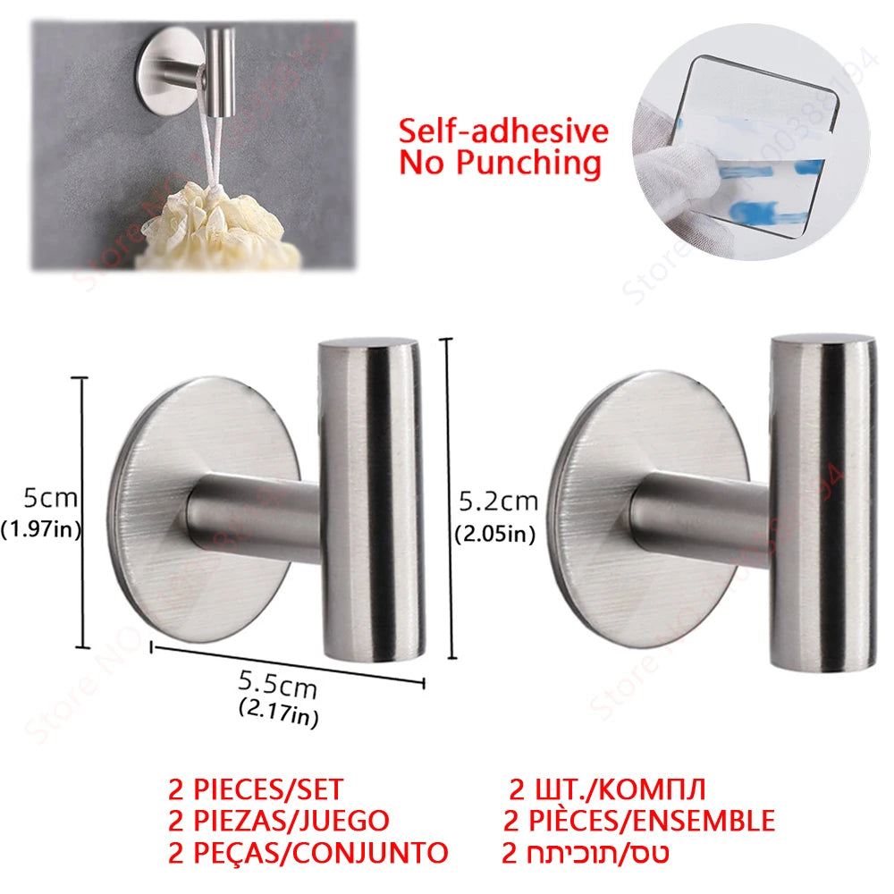 Adhesive Bathroom Hardware Accessories Towel Rack Toilet Paper Dispenser Holder Wall Coat Hooks Towel Rail Ring Roll Hanger Set