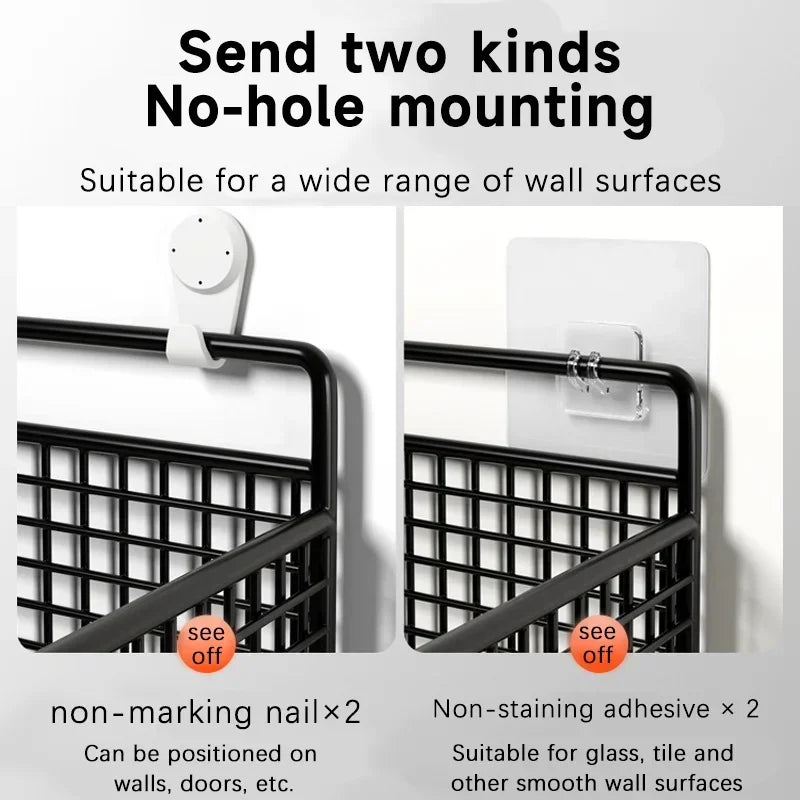 Bathroom Organiser Multifunctional Toiletries Organiser No-Punch Bathroom Shelf Bathroom Kitchen Wall Mount Storage Rack