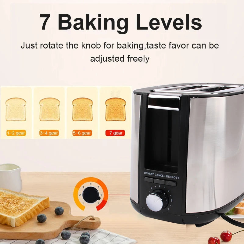 110V/220V Electric Toaster Sandwich Maker Grill 2 Slices Slot Cooking Bread Toast Oven Household Breakfast Baking Machine Heater