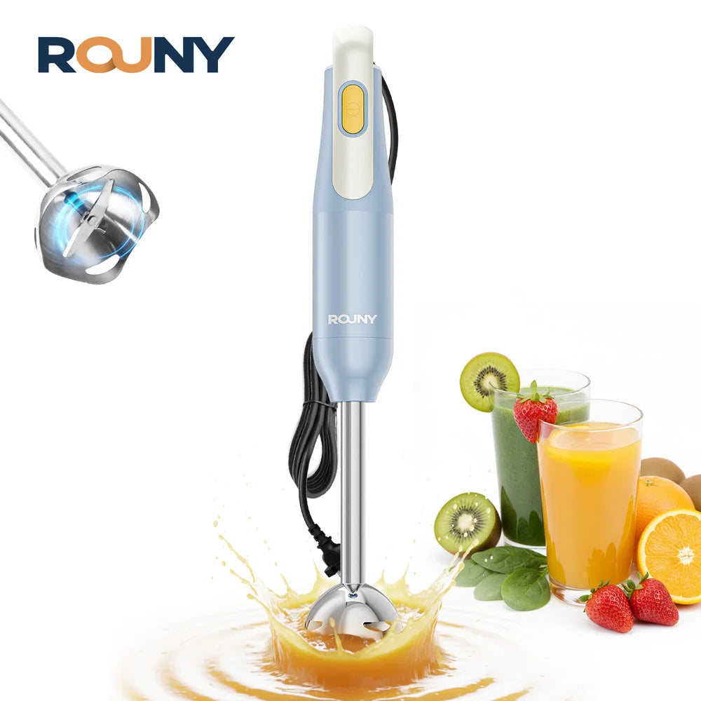 Hand Held Stick Blender, Immersion Hand Blender with Stainless Steel Blades for Kitchen Food Mixing, Light Blue, Classic Basic