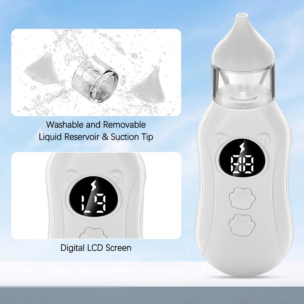 Electric Baby Nasal Aspirator Newborn Smart Nose Cleaner 9-Speed Snot Booger Suction Device Low Noise Toddler Mucus Sucker