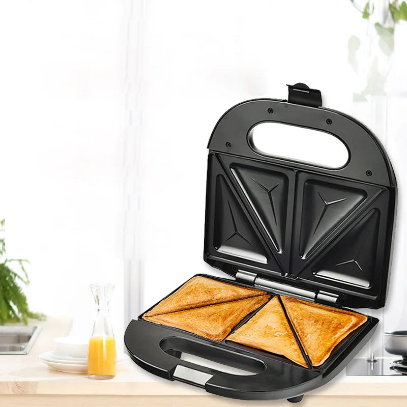 DMWD Household Mini Triangle Sandwich Maker Panini Grill Bread Toaster Breakfast Machine Frying Egg cooker Stainless Steel EU US