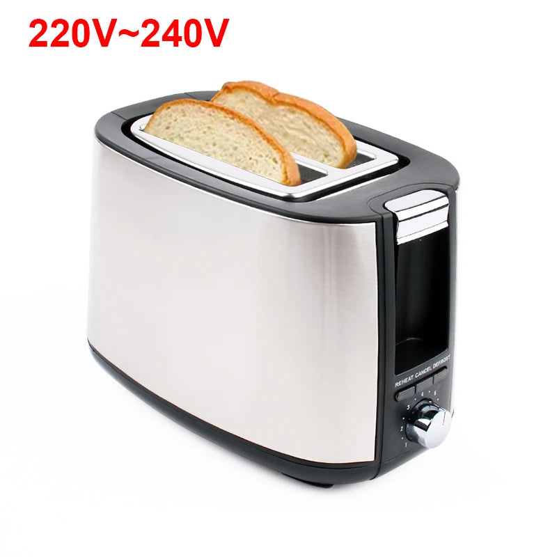 110V/220V Electric Toaster Sandwich Maker Grill 2 Slices Slot Cooking Bread Toast Oven Household Breakfast Baking Machine Heater