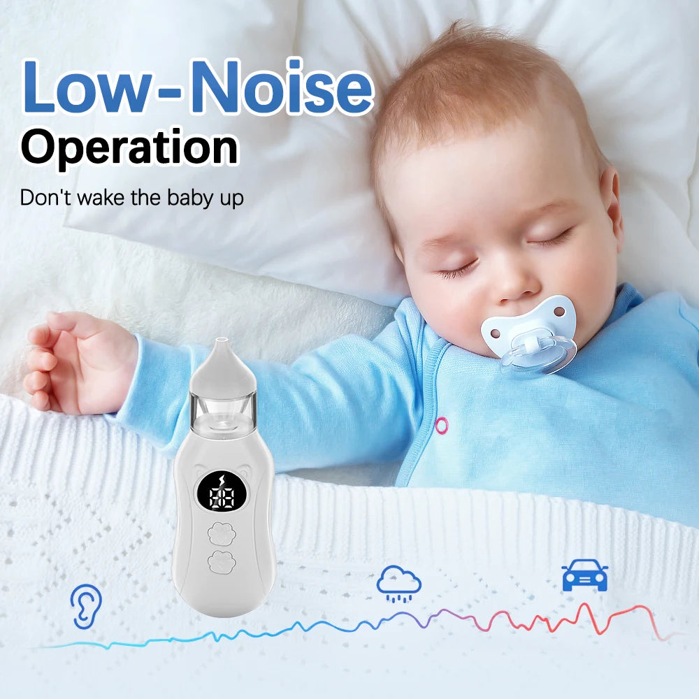Electric Baby Nasal Aspirator Newborn Smart Nose Cleaner 9-Speed Snot Booger Suction Device Low Noise Toddler Mucus Sucker