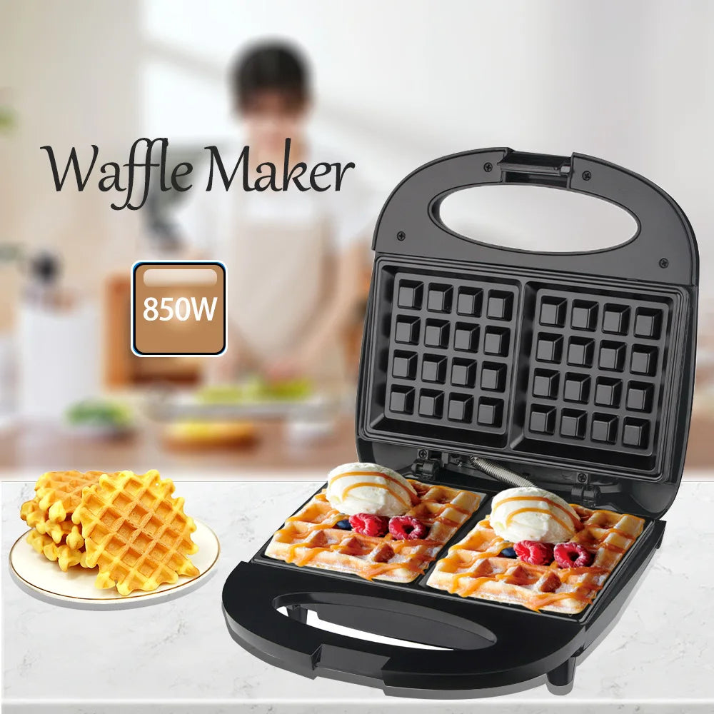 850W Household Double-sided Heated Breakfast Machine, Small Waffle Maker, Multi-functional Light Cake Maker Semi-automatic