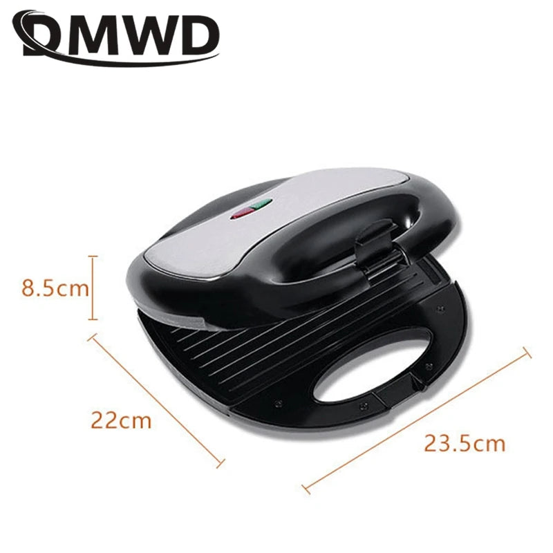 DMWD Household Mini Triangle Sandwich Maker Panini Grill Bread Toaster Breakfast Machine Frying Egg cooker Stainless Steel EU US