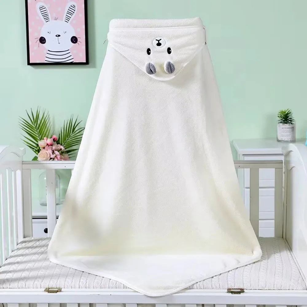 Baby Bath Towel Soft Warm Sleeping Swaddle Wrap for Girl Boy Coral Fleece Newborn Blanket Toddler Hooded Baby Stuff Bathrobe