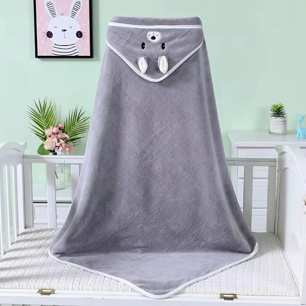 Baby Bath Towel Soft Warm Sleeping Swaddle Wrap for Girl Boy Coral Fleece Newborn Blanket Toddler Hooded Baby Stuff Bathrobe
