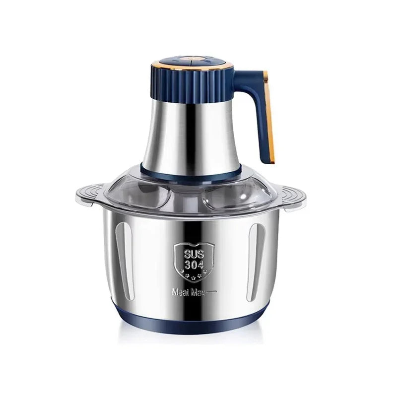 5L Stainless Steel Electric Meat Grinder - Multifunctional Food Processor with Vegetable Slicer, Chopper, and Kitchen Blender