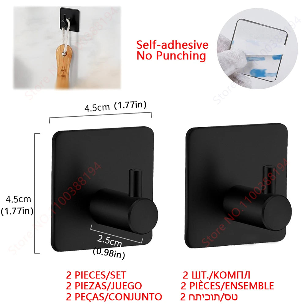 Adhesive Bathroom Hardware Accessories Towel Rack Toilet Paper Dispenser Holder Wall Coat Hooks Towel Rail Ring Roll Hanger Set