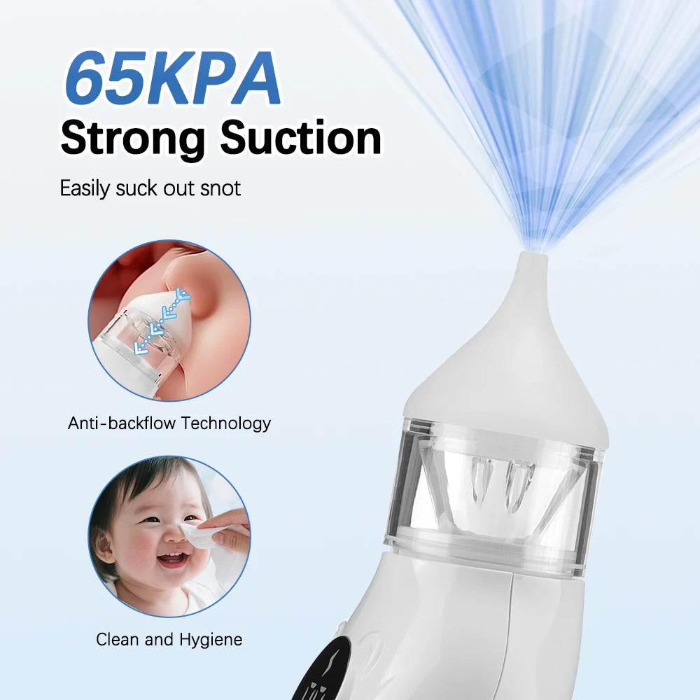 Electric Baby Nasal Aspirator Newborn Smart Nose Cleaner 9-Speed Snot Booger Suction Device Low Noise Toddler Mucus Sucker