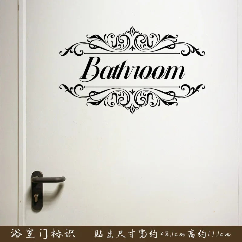 Bathroom Toilet Identification Stickers Letter Sign Vinyl Door Wall Stickers Self-adhesive Decorative Vinyl Labels  Art Decals