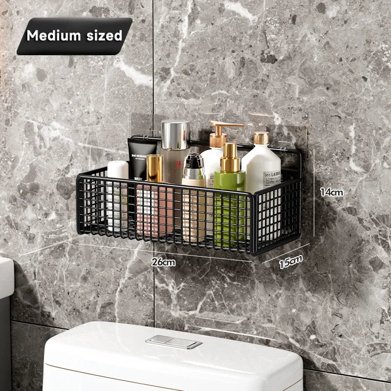 Bathroom Organiser Multifunctional Toiletries Organiser No-Punch Bathroom Shelf Bathroom Kitchen Wall Mount Storage Rack