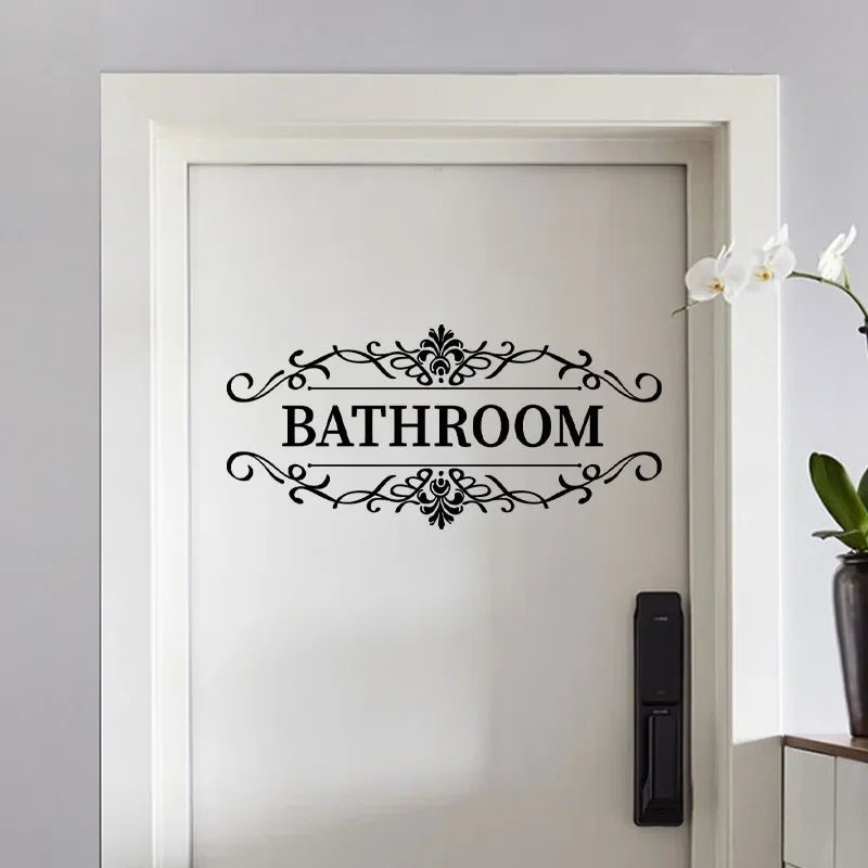 Bathroom Toilet Identification Stickers Letter Sign Vinyl Door Wall Stickers Self-adhesive Decorative Vinyl Labels  Art Decals