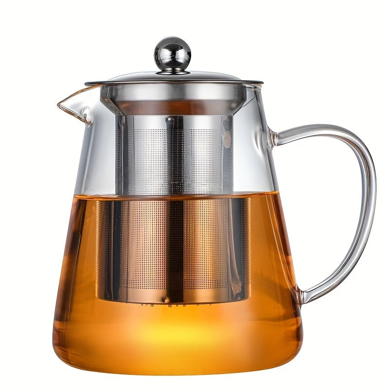 Glass Teapot Stovetop 32oz, Borosilicate Clear Tea Kettle with Removable 18/8 Stainless Steel Infuser, Teapot Blooming And Loose Leaf Tea Maker Tea Brewer for Camping, Travel (950ml)