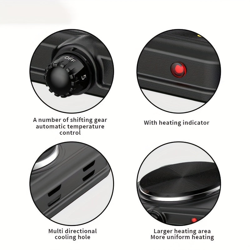 1pc Silent Electric Hot Plate with Dual Burners - Fast Heating, Precise Temperature Control, Compact Design for Home Kitchen, Lab, Office - US Plug (110V) - Ideal Gift for Cooks & Professionals, Electric Stove for Cooking, La